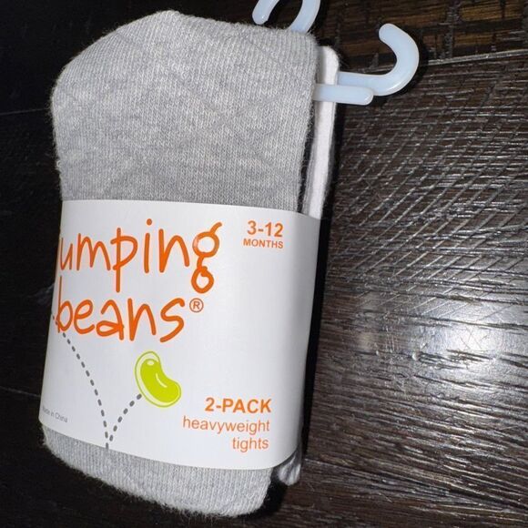 Nwt 3-12months jumping beans 2 pack white and gray heavyweight tights - Picture 2 of 4